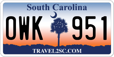 SC license plate OWK951
