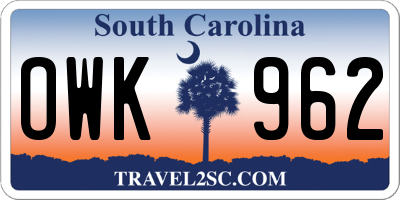 SC license plate OWK962