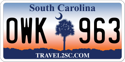 SC license plate OWK963