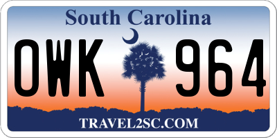 SC license plate OWK964