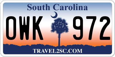 SC license plate OWK972