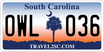 SC license plate OWL036
