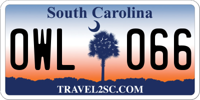 SC license plate OWL066