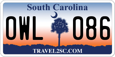 SC license plate OWL086