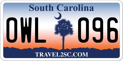 SC license plate OWL096