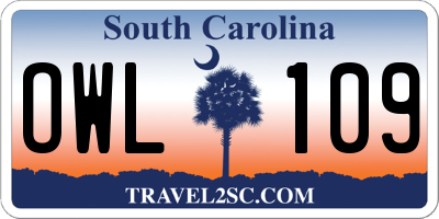 SC license plate OWL109