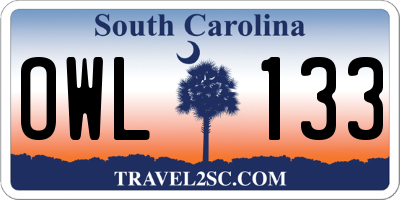 SC license plate OWL133