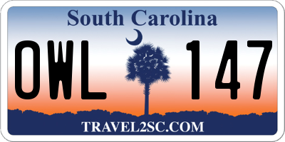 SC license plate OWL147