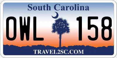 SC license plate OWL158