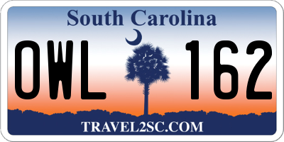 SC license plate OWL162