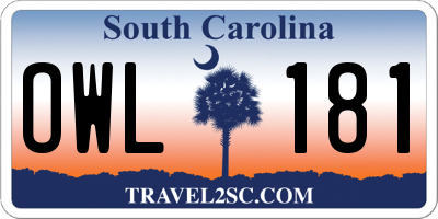 SC license plate OWL181