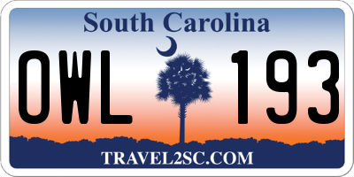 SC license plate OWL193