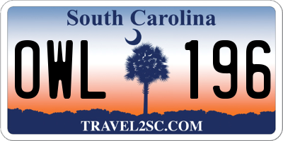 SC license plate OWL196