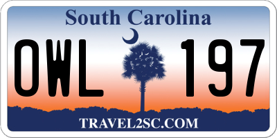 SC license plate OWL197