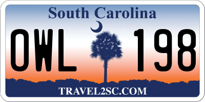 SC license plate OWL198