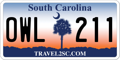 SC license plate OWL211