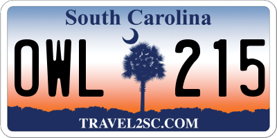 SC license plate OWL215