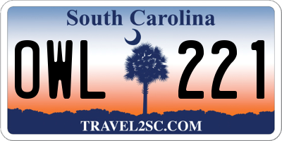 SC license plate OWL221