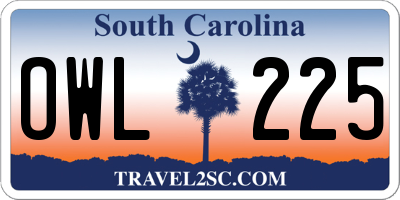 SC license plate OWL225
