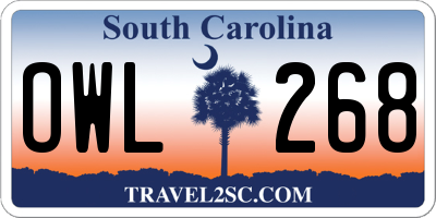 SC license plate OWL268