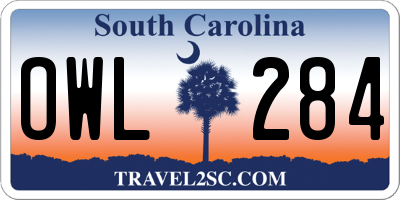 SC license plate OWL284