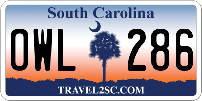 SC license plate OWL286