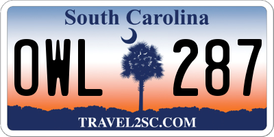 SC license plate OWL287