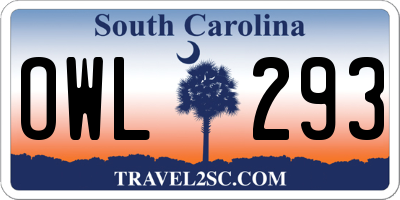 SC license plate OWL293