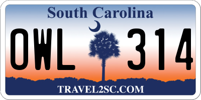 SC license plate OWL314
