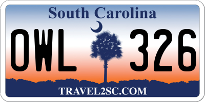 SC license plate OWL326