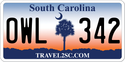 SC license plate OWL342