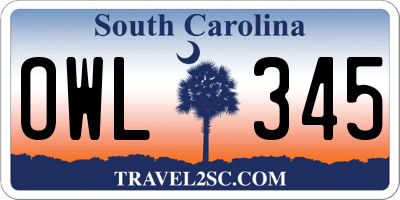 SC license plate OWL345