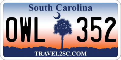 SC license plate OWL352