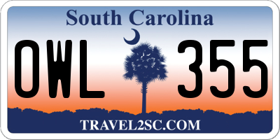 SC license plate OWL355