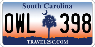 SC license plate OWL398