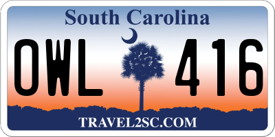 SC license plate OWL416