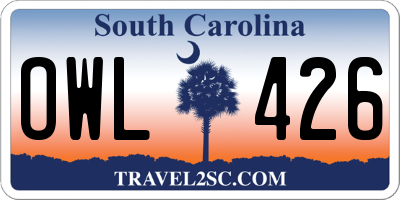 SC license plate OWL426