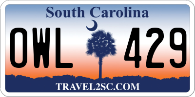 SC license plate OWL429