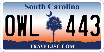 SC license plate OWL443