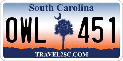 SC license plate OWL451