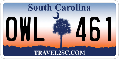 SC license plate OWL461