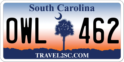 SC license plate OWL462