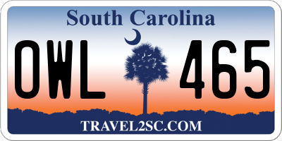 SC license plate OWL465