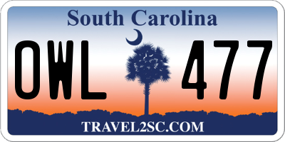 SC license plate OWL477
