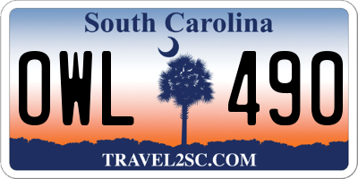 SC license plate OWL490