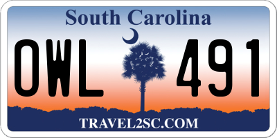 SC license plate OWL491