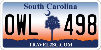 SC license plate OWL498