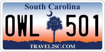 SC license plate OWL501