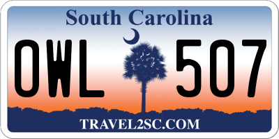 SC license plate OWL507