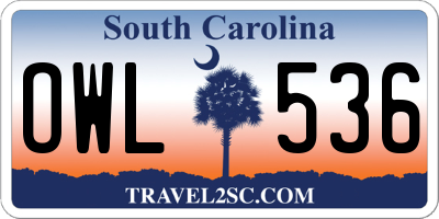 SC license plate OWL536